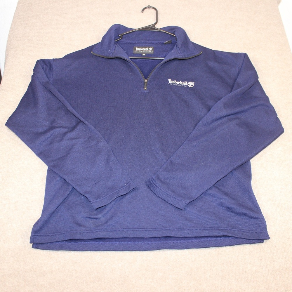 Timberland Performance Mens Navy Blue Quarter Zip Pullover Sweatshirt Size M